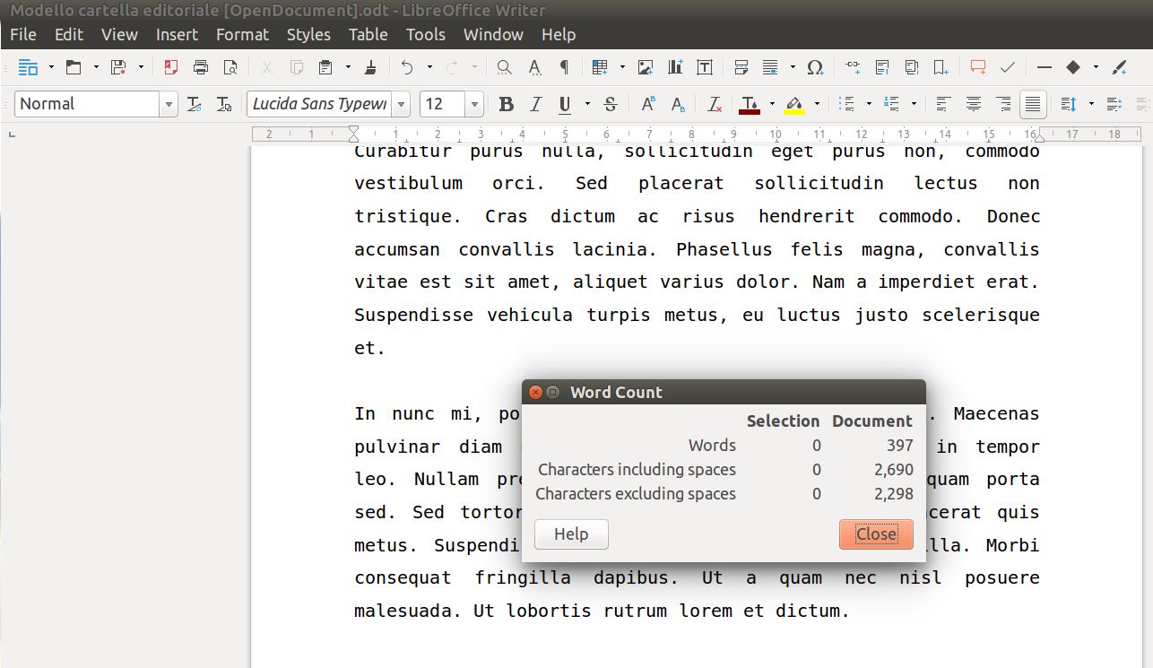 Libreoffice Word Count