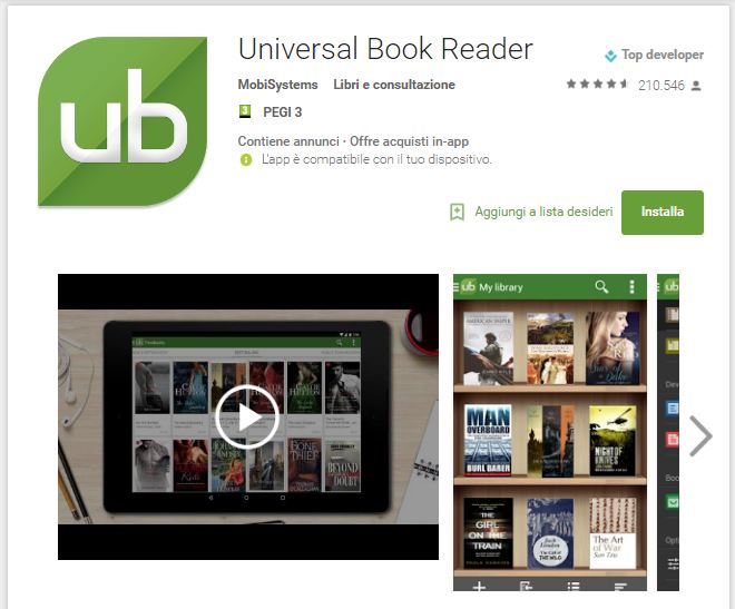 Leggere ebook dal cellulare - Universal Book Reader