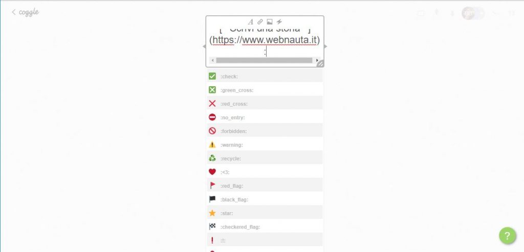 Coggle - modifica etichette con icone