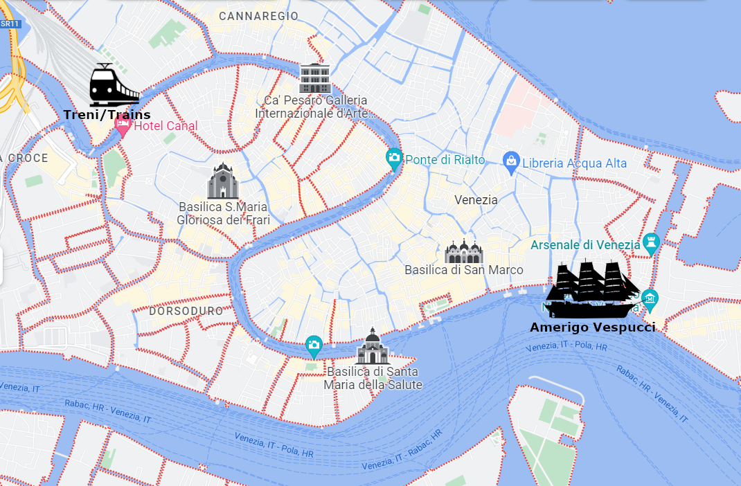 Venezia Arsenale - Mappa attracco Amerigo Vespucci