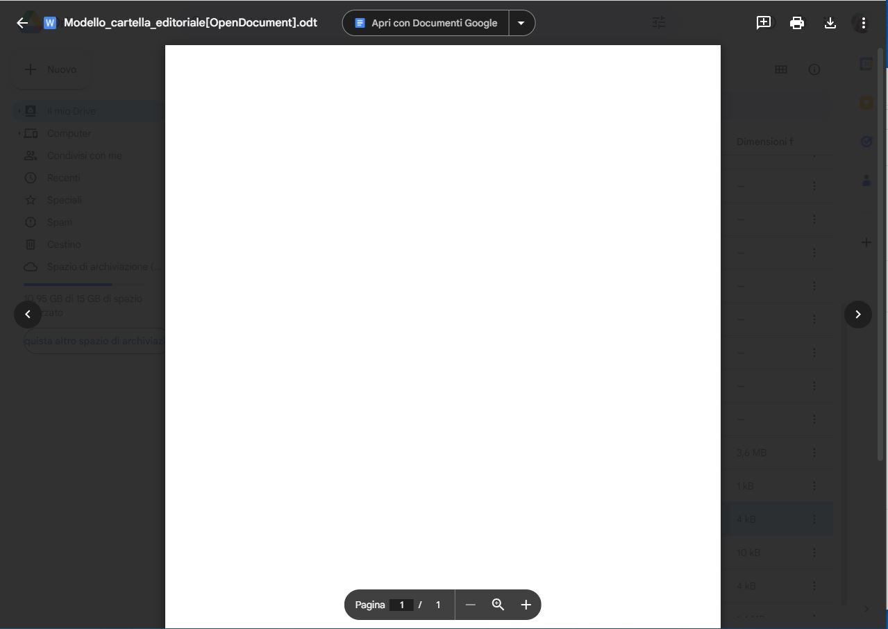 GoogleDocs - Visualizzazione cartella editoriale da OpenDocument