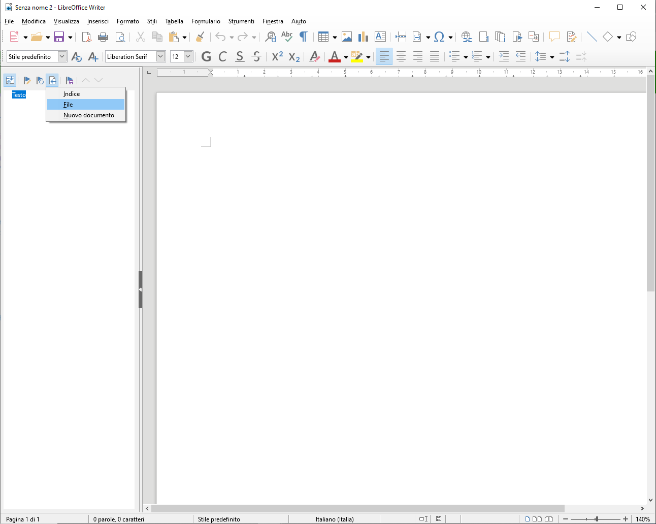 Documento Master in LibreOffice Writer - Inserisci File