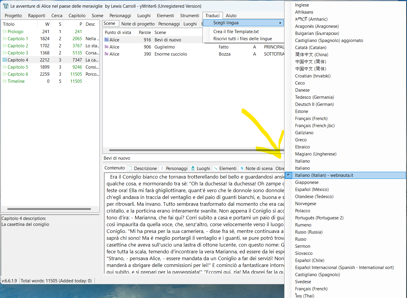 yWriter - nuova traduzione in italiano di webnauta